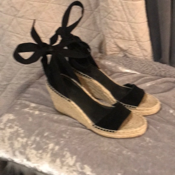 Marc Fisher Shoes - Marc Fisher Black Wedges with ballet tie at ankle